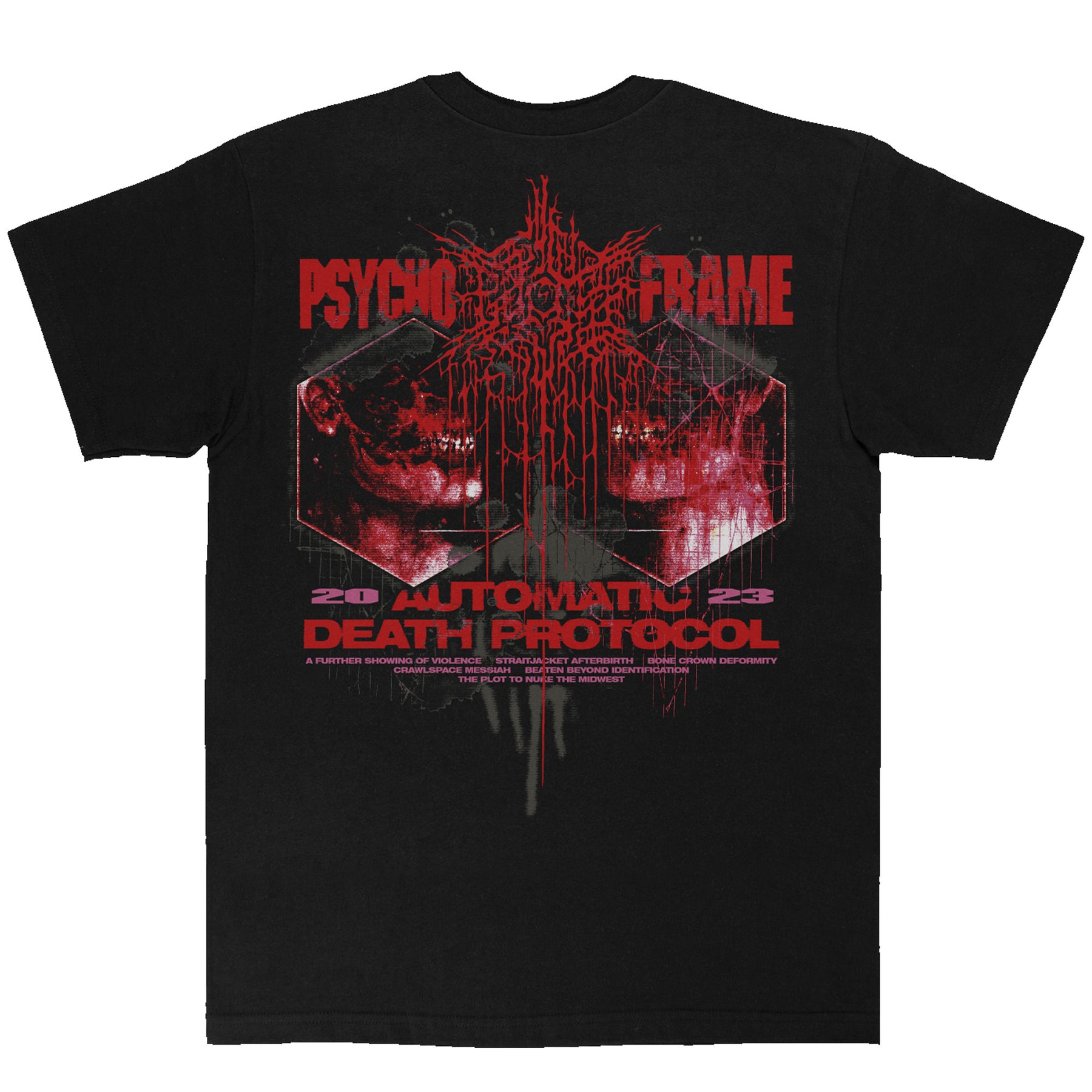 PSYCHO-FRAME - AUTOMATIC DEATH PROTOCOL t-shirt – Night Shift Merch