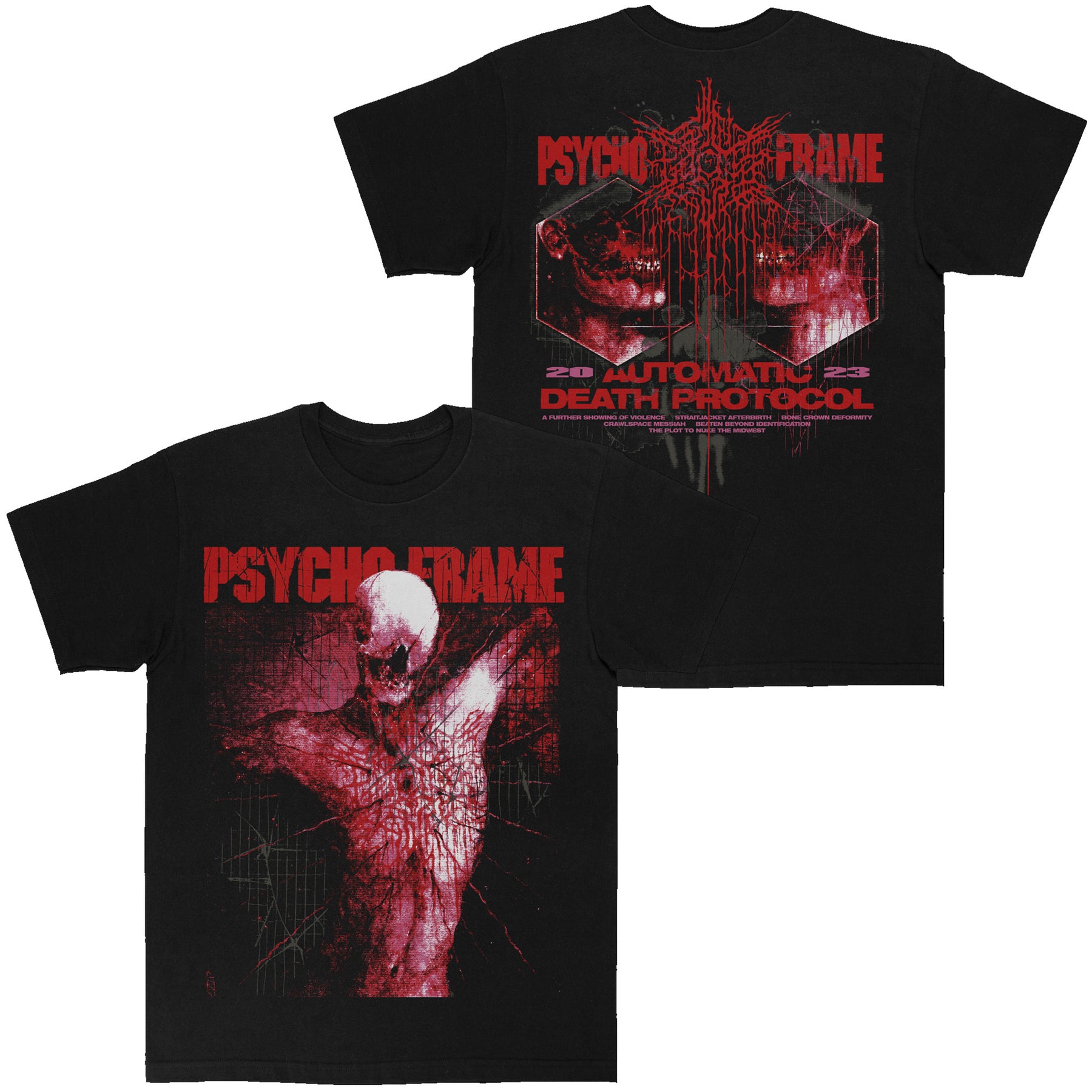 PSYCHO-FRAME - AUTOMATIC DEATH PROTOCOL t-shirt – Night Shift Merch